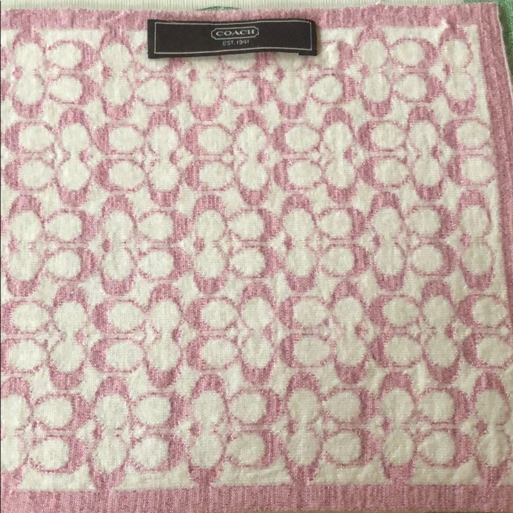 Pink and white reversible Coach scarf